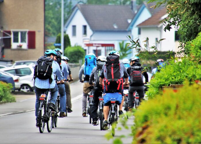 group of cyclists on the street
